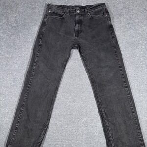 Levis 505 Jeans Mens 34x29 Black Regular Straight Mid Rise Dark Wash Denim